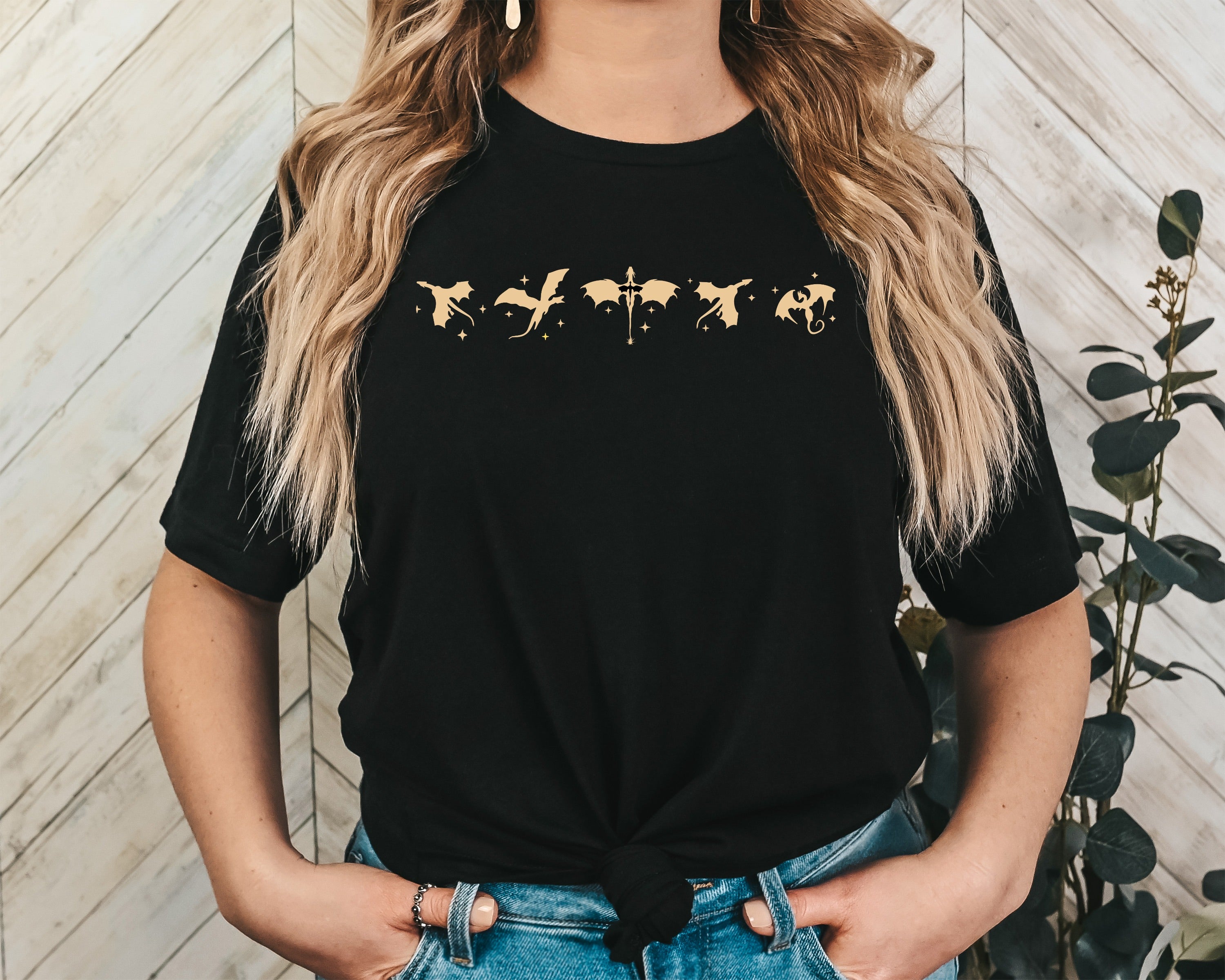 Fantasy Dragon Silhouette Unisex Graphic T-Shirt - Mystical