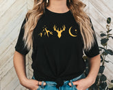 Mountain Stag Moon Unisex Graphic T-Shirt - Naturecore Style
