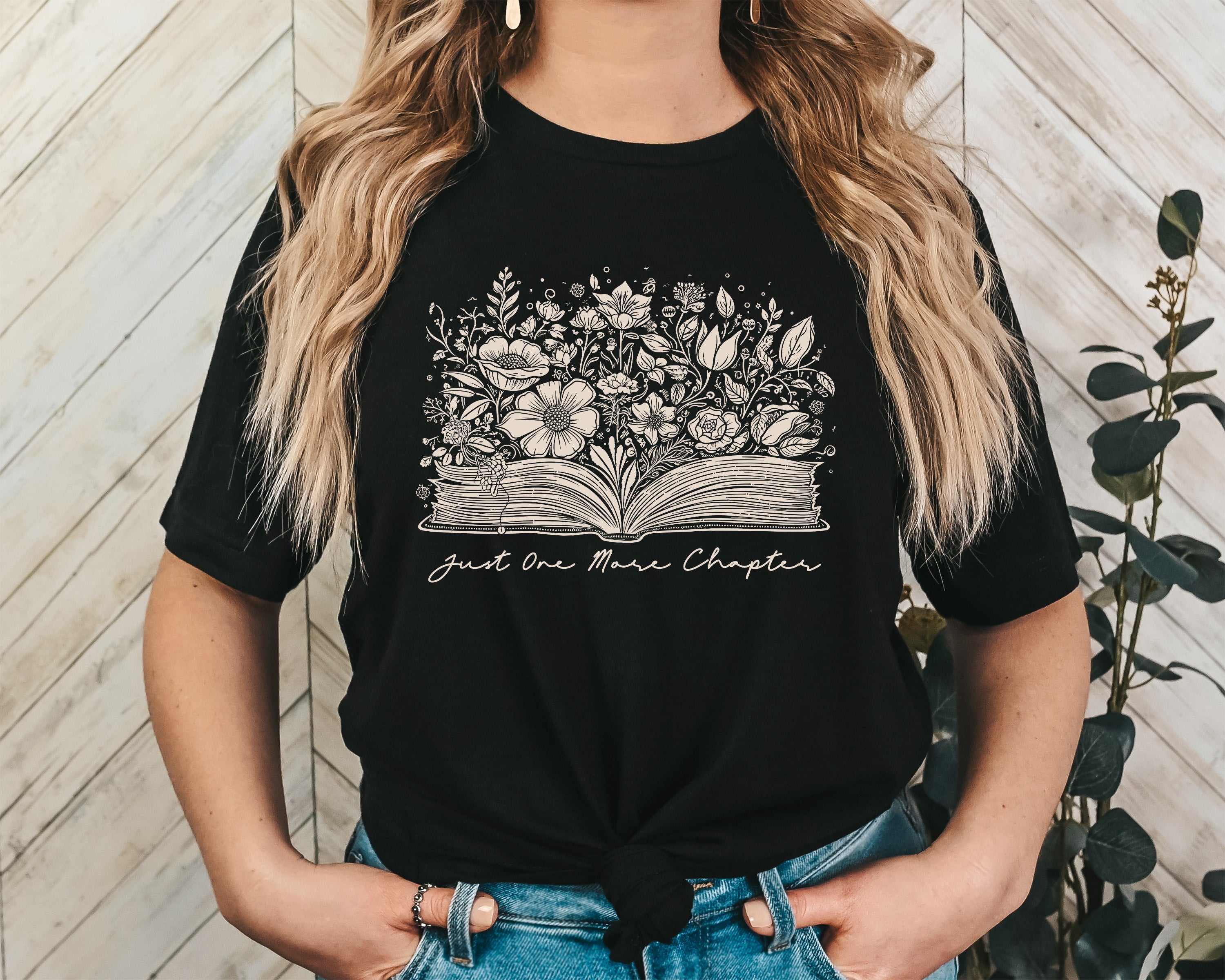 Just One More Chapter Unisex Graphic T-Shirt - Floral Bookworm Style