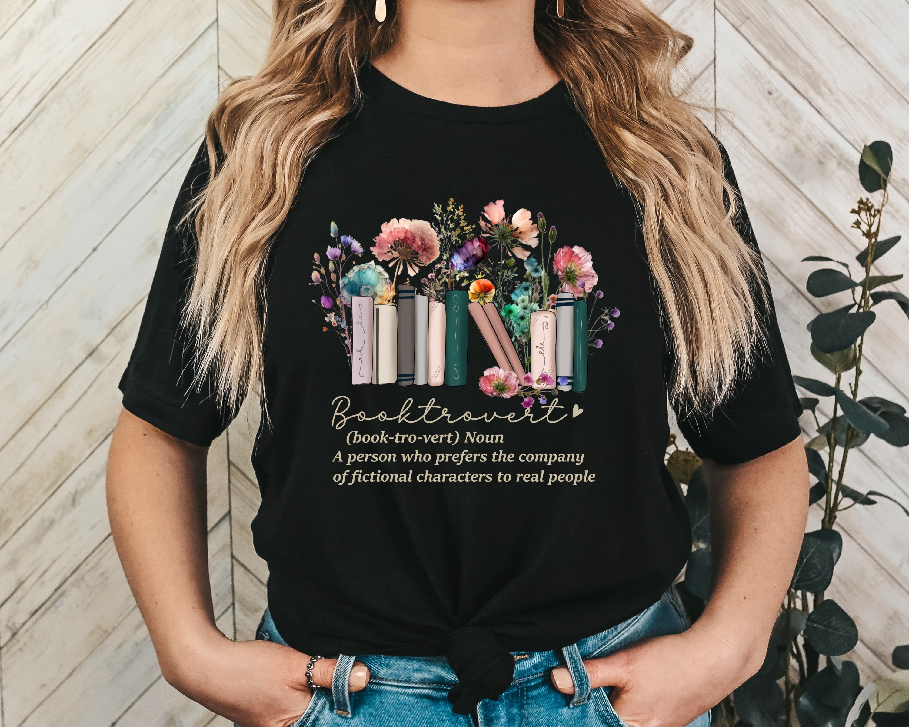 Booktrovert Definition Unisex Graphic T-Shirt - Floral Reader Style