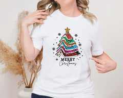 Merry Christmas Books Unisex Graphic T-Shirt - Holiday Reader Style