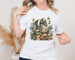 Bibliophile Dragon Unisex Graphic T-Shirt - Whimsical