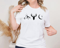 Mountain Stag Moon Unisex Graphic T-Shirt - Naturecore Style