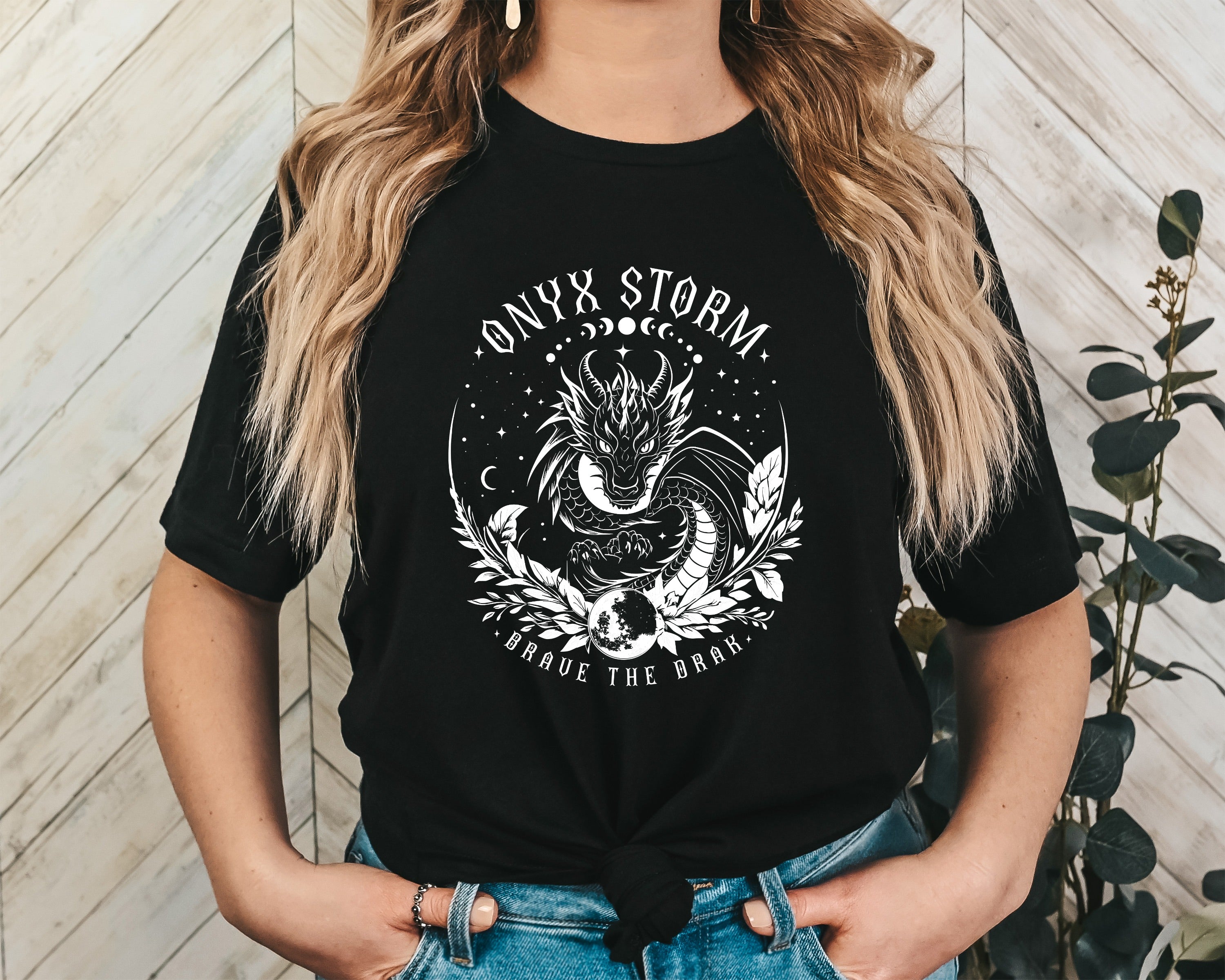 Onyx Storm Brave The Dark Unisex Graphic T-Shirt - Mystical Dragon
