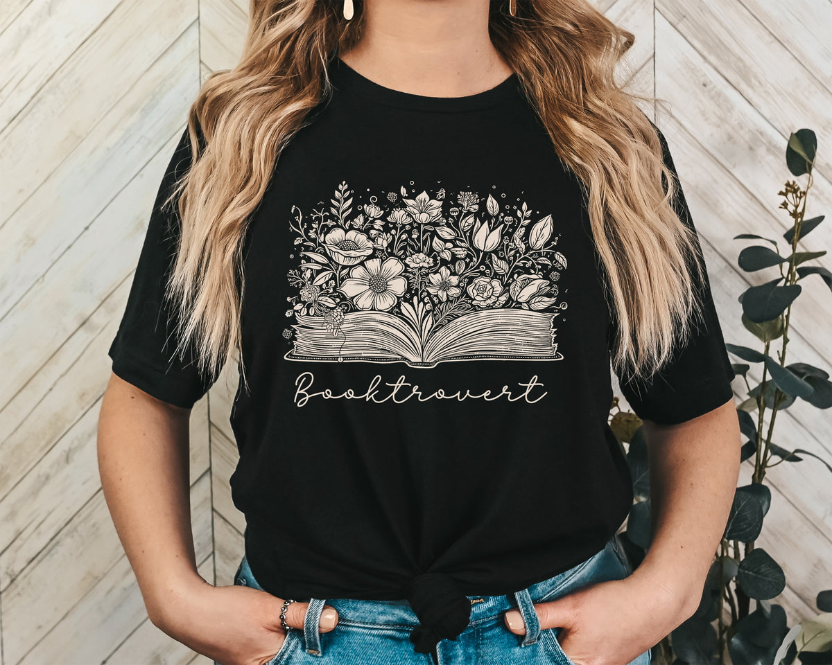 Booktrovert Floral Bloom Unisex Graphic T-Shirt - Literary Style