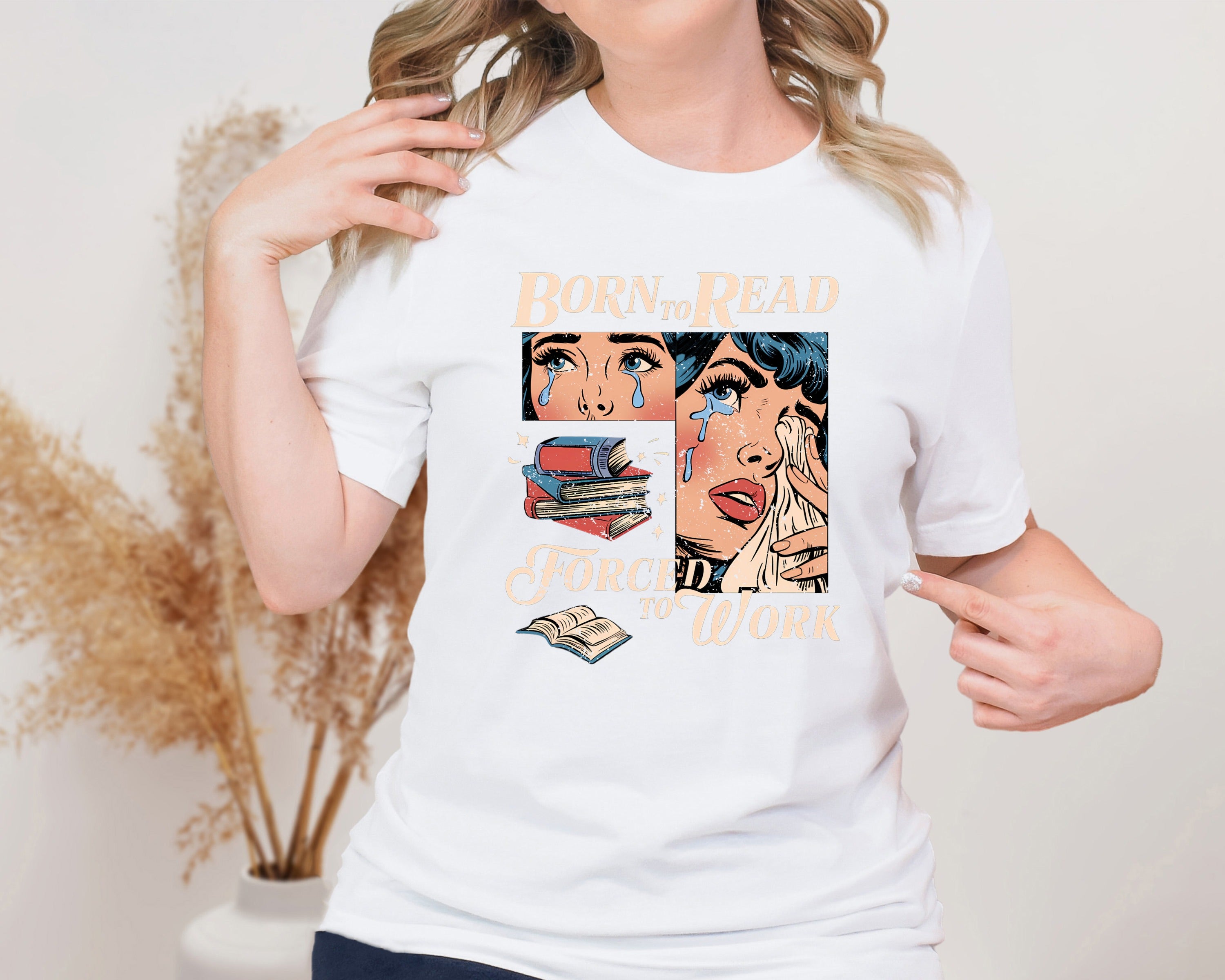 Born To Read Forced To Work Unisex Graphic T-Shirt - Book Lover Tee