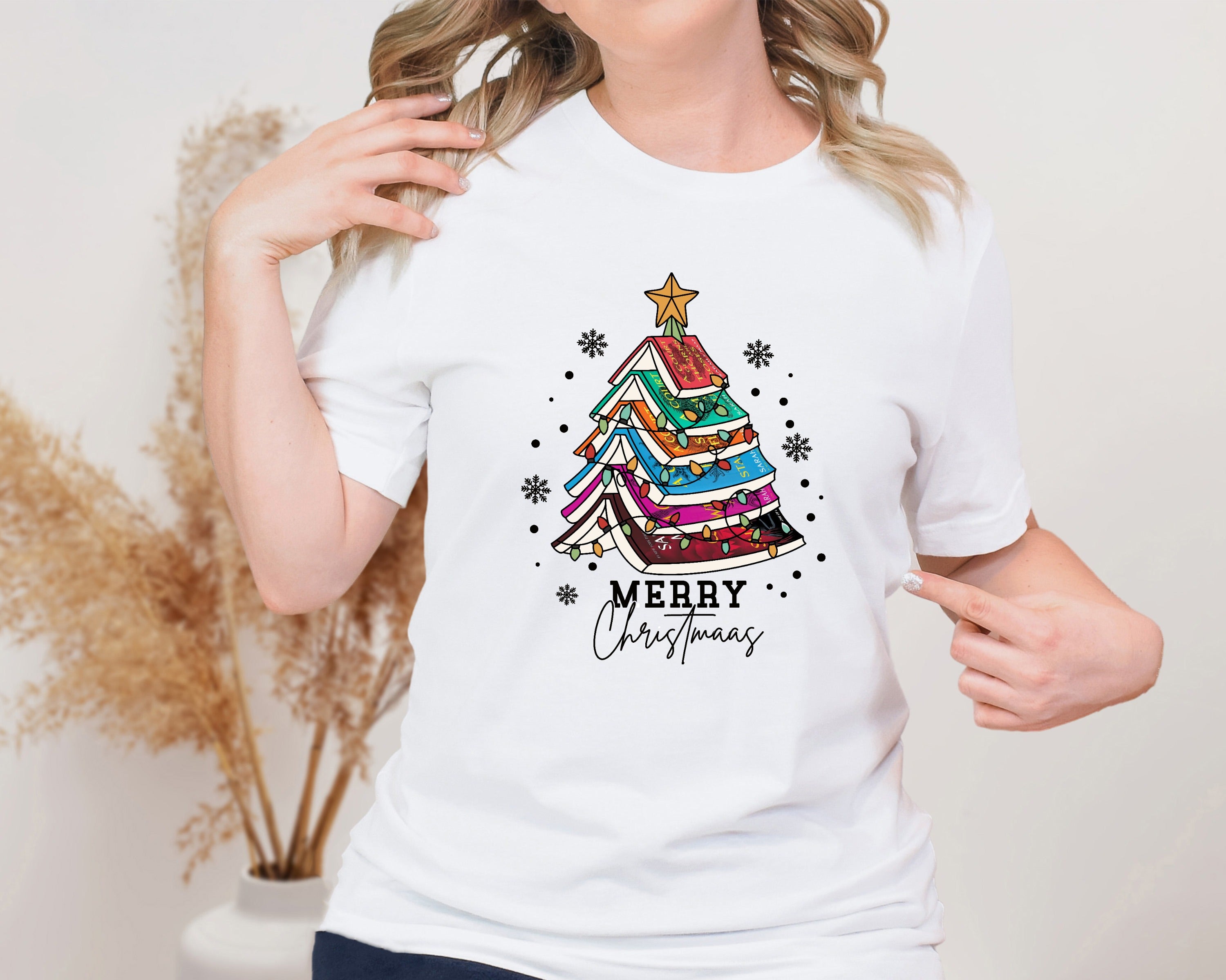 Merry Christmas Books Unisex Graphic T-Shirt - Holiday Reader Style
