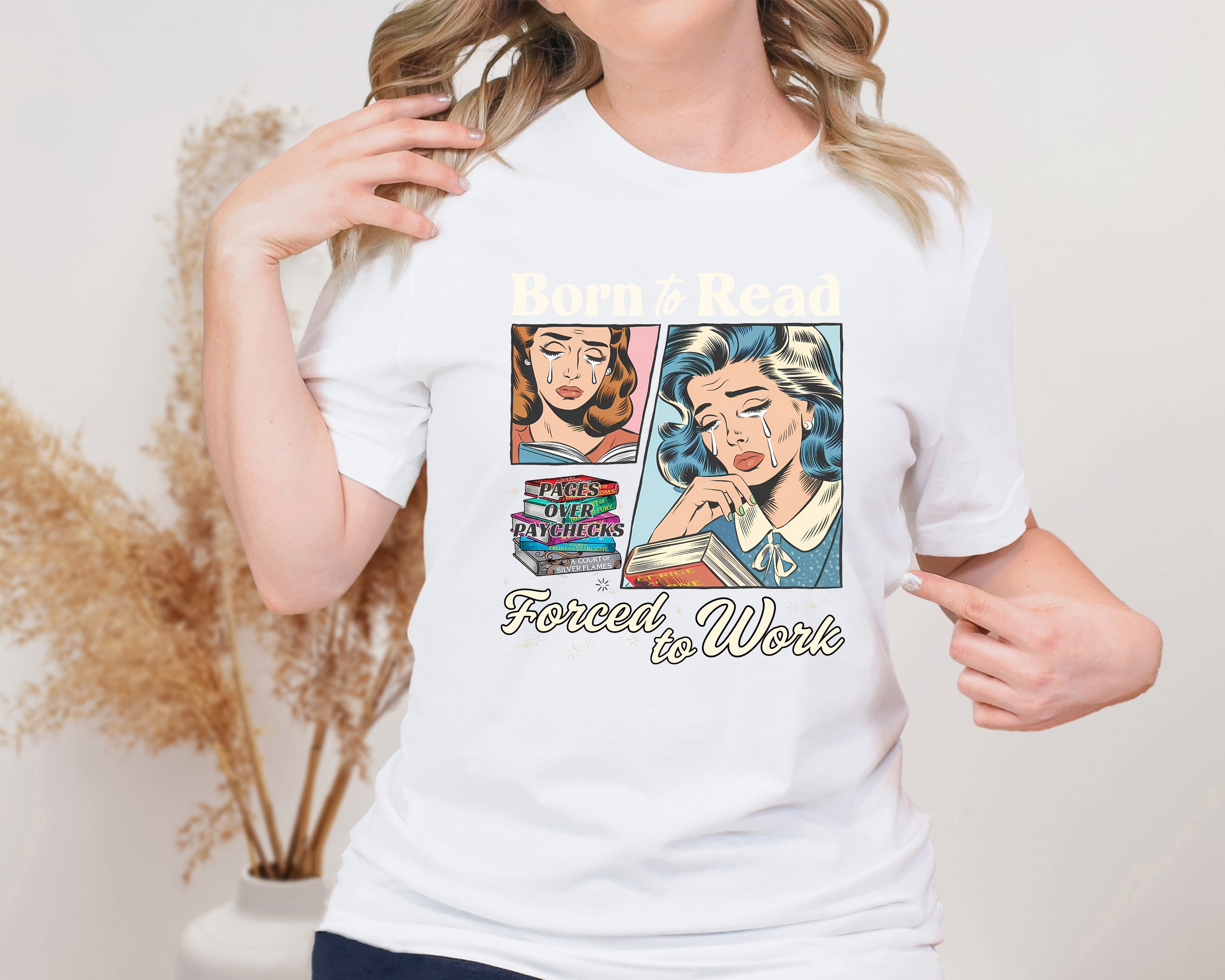 Born To Read Forced To Work Unisex Graphic T-Shirt - Book Lover Tee