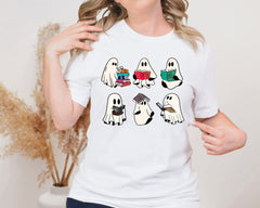 Bookish Ghosts Unisex Graphic T-Shirt - Whimsical Reader Style