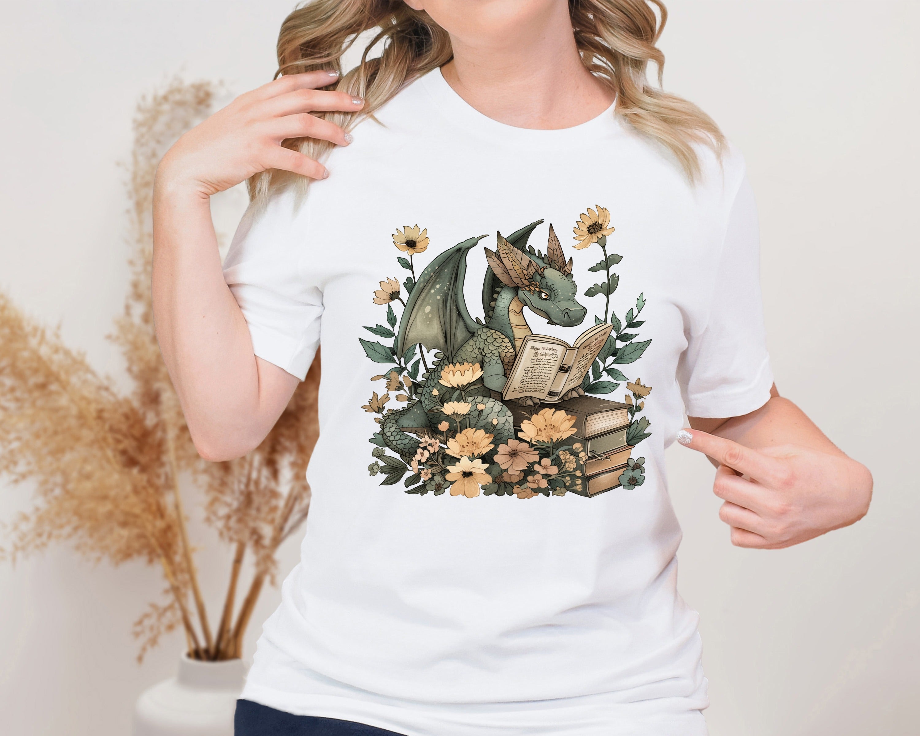 Bibliophile Dragon Unisex Graphic T-Shirt - Whimsical