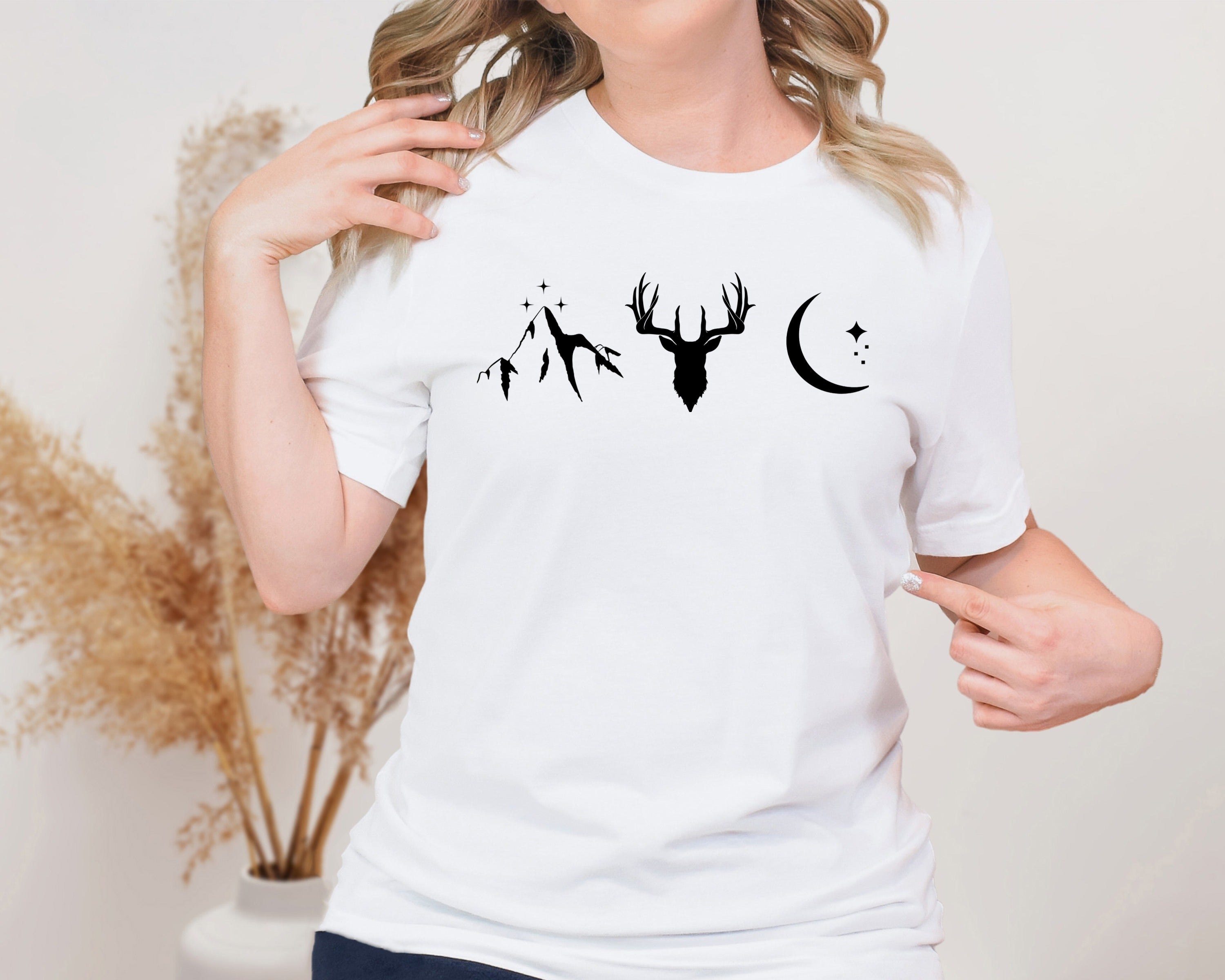 Mountain Stag Moon Unisex Graphic T-Shirt - Naturecore Style