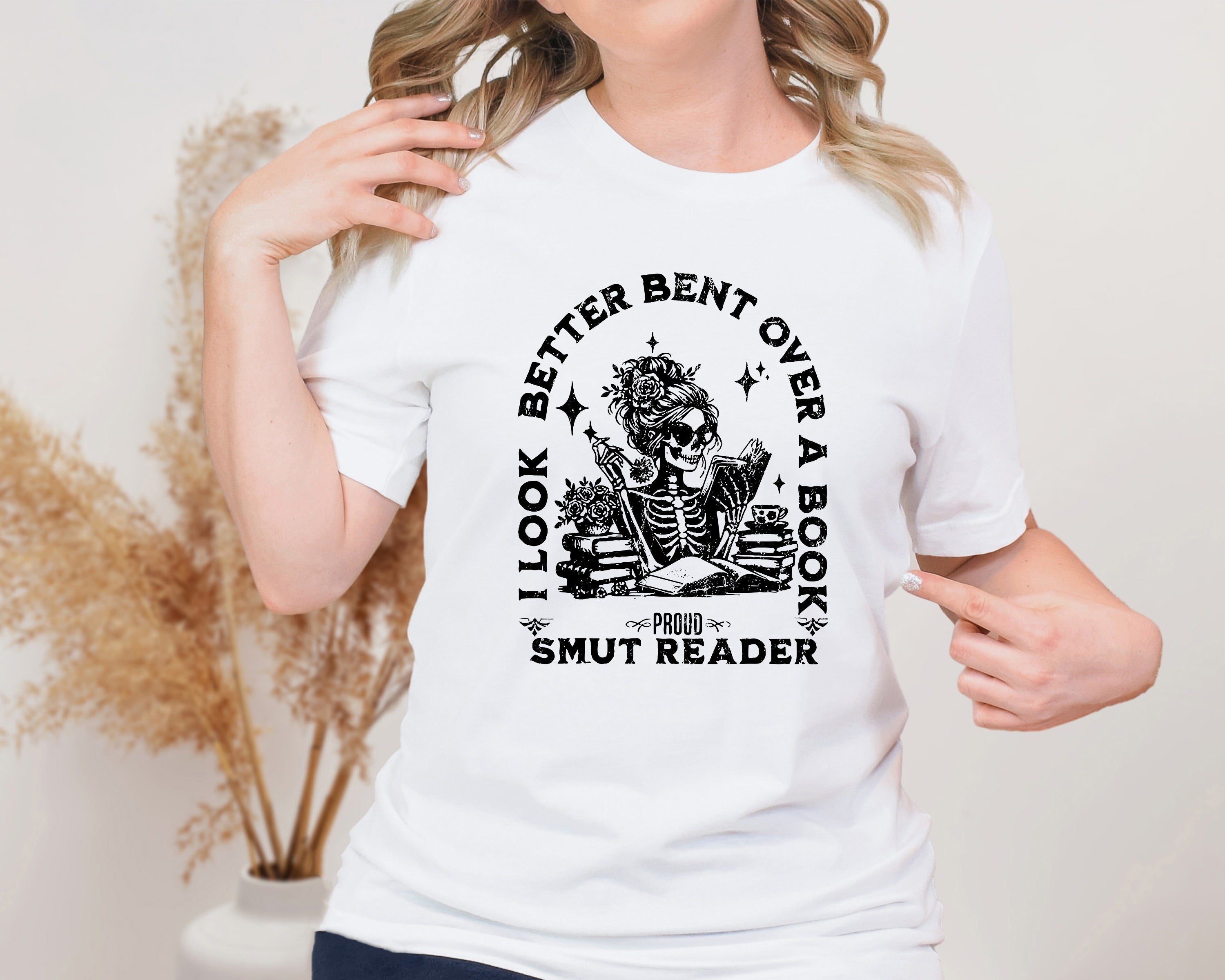 Smut Reader Skeleton Unisex Graphic T-Shirt - Book Lover Style